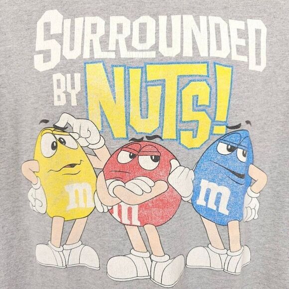 Vintage M&Ms T Shirt Mens Size 2XL Gray 90s Surrounded By Nuts Snack Tee - Picture 2 of 6